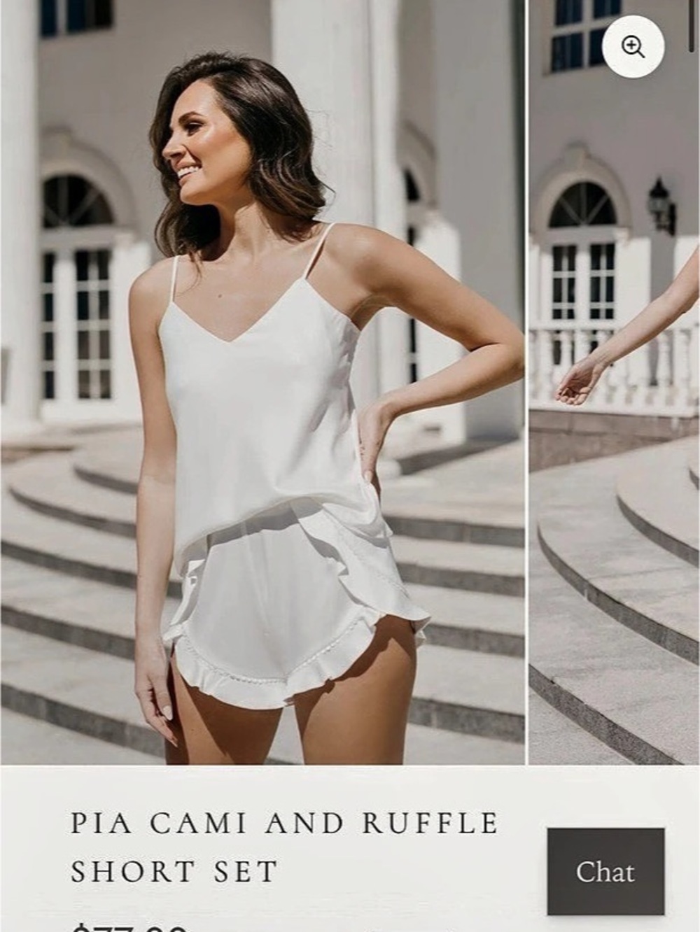 Le Rose Stories Bridal Pia Cami and Ruffle Short Set in White, Size S